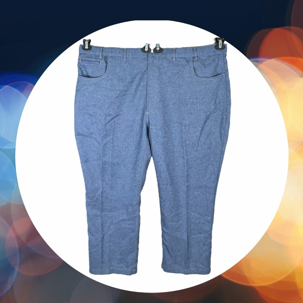 Haband’s Fit-Forever Gray Blue Marble Flat Front Slacks w Elastic Inserts Men 48